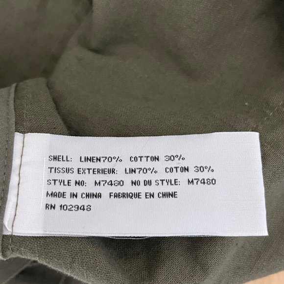 Tulle Linen/Cotton Women's Large Lightweight Olive Coat Pyramid Hardware - Picture 6 of 7